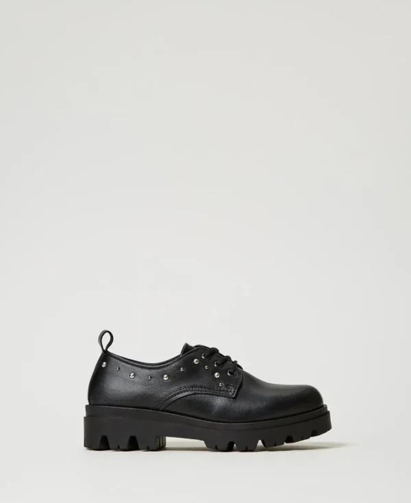 chaussures__lacets_en_cui_0-1.webp Chaussures*TWINSET Milano Chaussures à Lacets En Cuir Noir