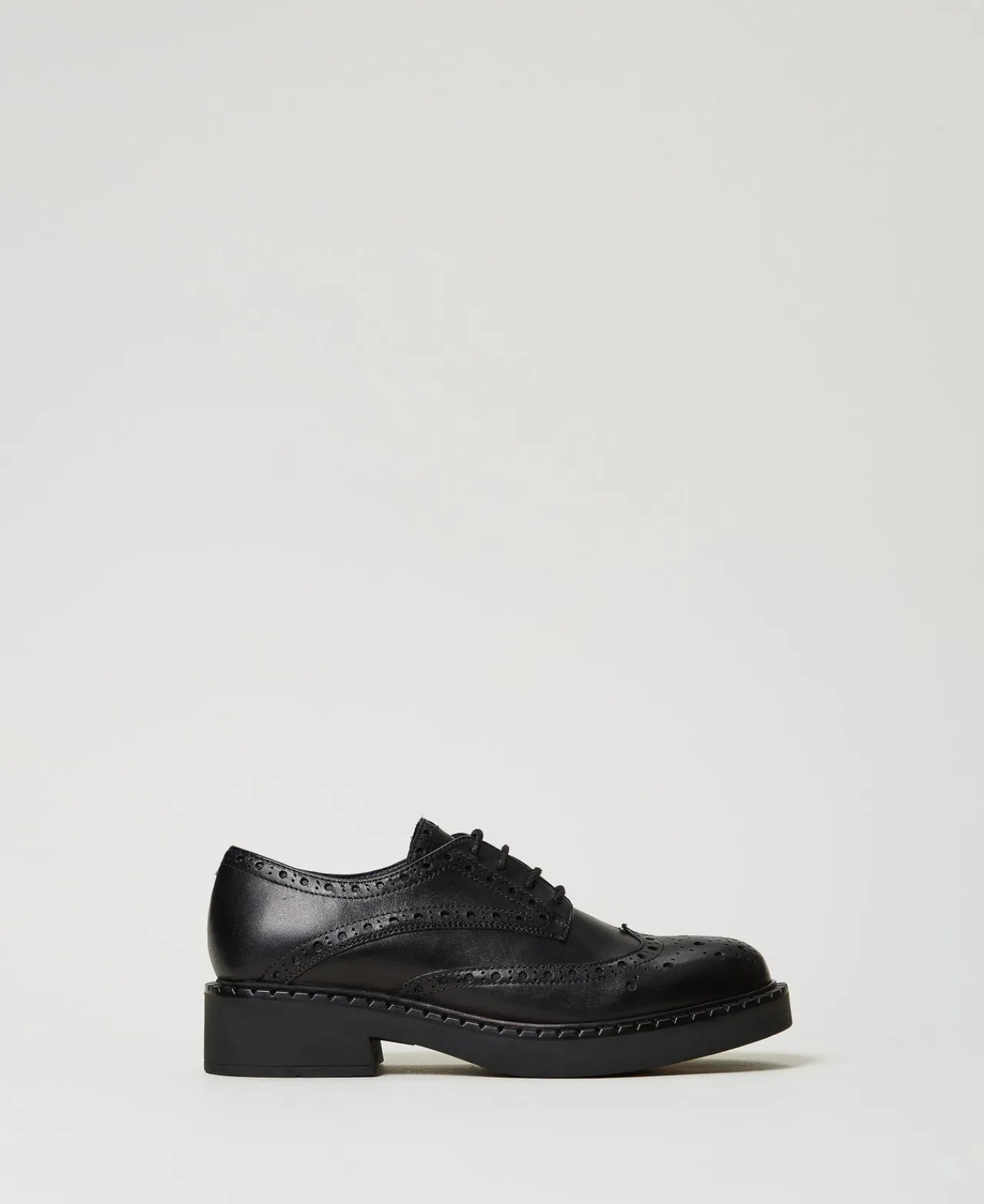 chaussures__lacets_en_cui_0.webp Ballerines Et Mocassins | Chaussures Plates*TWINSET Milano Chaussures à Lacets En Cuir Noir