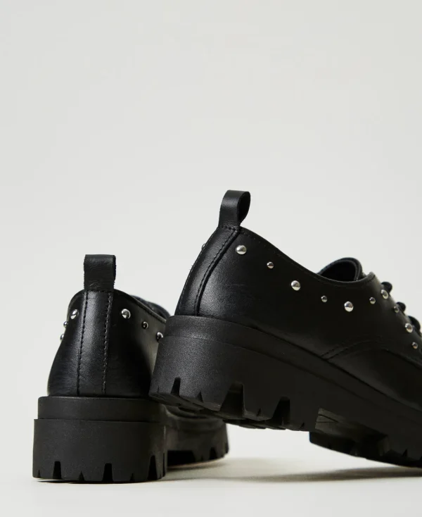 chaussures__lacets_en_cui_2-1.webp Chaussures*TWINSET Milano Chaussures à Lacets En Cuir Noir