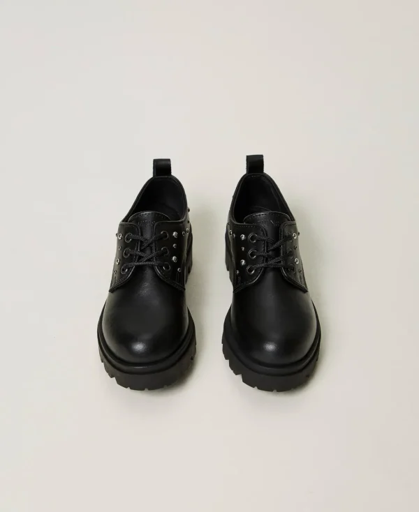 chaussures__lacets_en_cui_3-1.webp Chaussures*TWINSET Milano Chaussures à Lacets En Cuir Noir