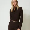 Blouses Et Chemises*TWINSET Milano Chemise En Crêpe De Chine Chocolat