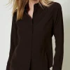 chemise_en_crpe_de_chine_4.webp Blouses Et Chemises*TWINSET Milano Chemise En Crêpe De Chine Chocolat