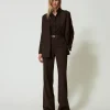 chemise_en_crpe_de_chine_5.webp Blouses Et Chemises*TWINSET Milano Chemise En Crêpe De Chine Chocolat
