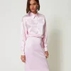 Blouses Et Chemises*TWINSET Milano Chemise En Satin Martelé Rose « Pink Tulle »