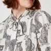 chemise_jacquard_avec_imp_4.webp Blouses Et Chemises*TWINSET Milano Chemise Jacquard Avec Imprimé Jaguar Imprimé Jaguars Noir/Blanc Neige