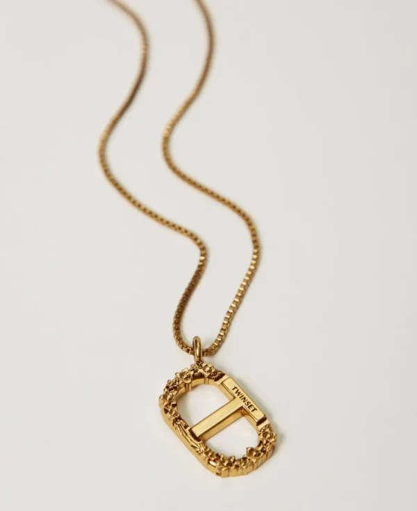 Bijoux*TWINSET Milano Collier Avec Oval T Floral Laiton Clair