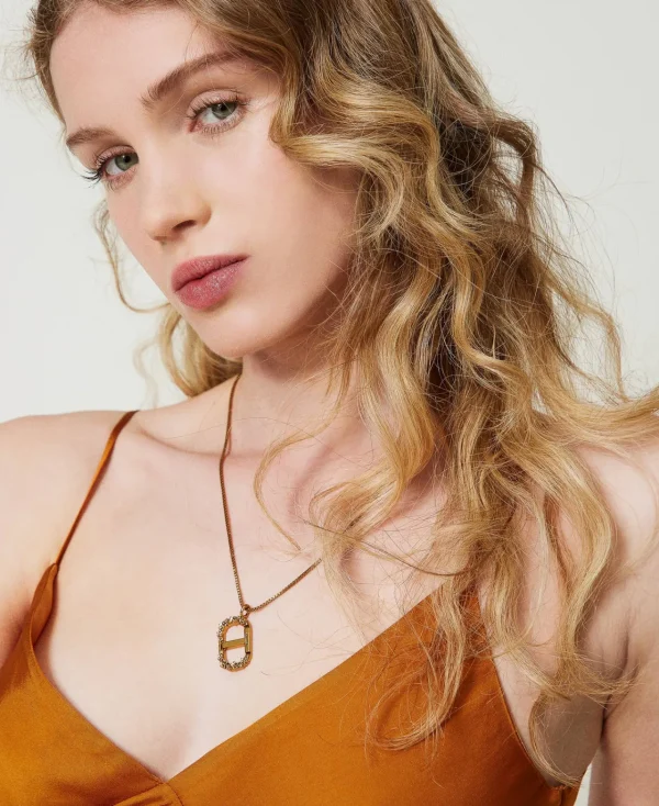 Bijoux*TWINSET Milano Collier Avec Oval T Floral Laiton Clair