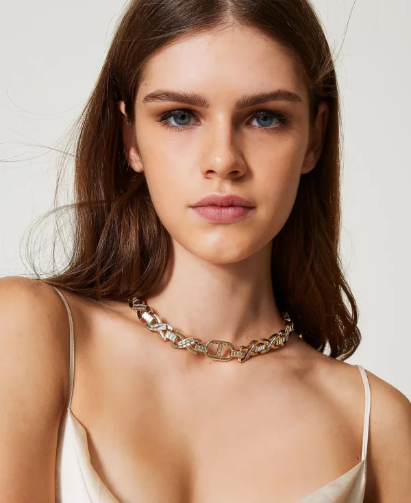collier_rasducou_avec_str_1.webp Bijoux*TWINSET Milano Collier Ras-du-cou Avec Strass Et Oval T New Gold