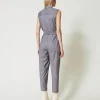 Combinaisons | Robes Longues*TWINSET Milano Combinaison Rayée Avec Ceinture Gris Chiné Rayure Neige