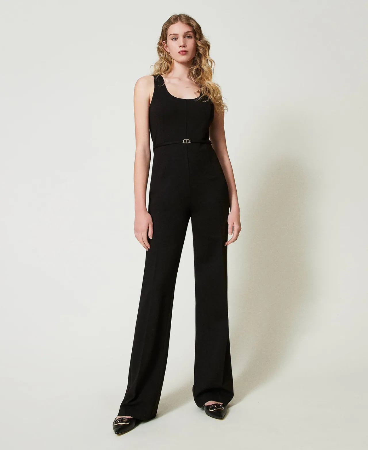 combinaison_vase_avec_bri_0.webp Combinaisons | Robes De Cérémonie*TWINSET Milano Combinaison évasée Avec Bride Oval T Noir