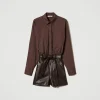 Combinaisons | Robes Courtes*TWINSET Milano Combi-short En Popeline Et Tissu Enduit Chocolat