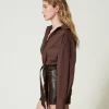 Combinaisons | Robes Courtes*TWINSET Milano Combi-short En Popeline Et Tissu Enduit Chocolat