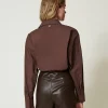 Combinaisons | Robes Courtes*TWINSET Milano Combi-short En Popeline Et Tissu Enduit Chocolat