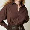 Combinaisons | Robes Courtes*TWINSET Milano Combi-short En Popeline Et Tissu Enduit Chocolat