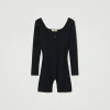 combishort_myfo_ctele_ave_1.webp Combinaisons | Robes Courtes*TWINSET Milano Combi-short MYFO Côtelée Avec Logo Noir