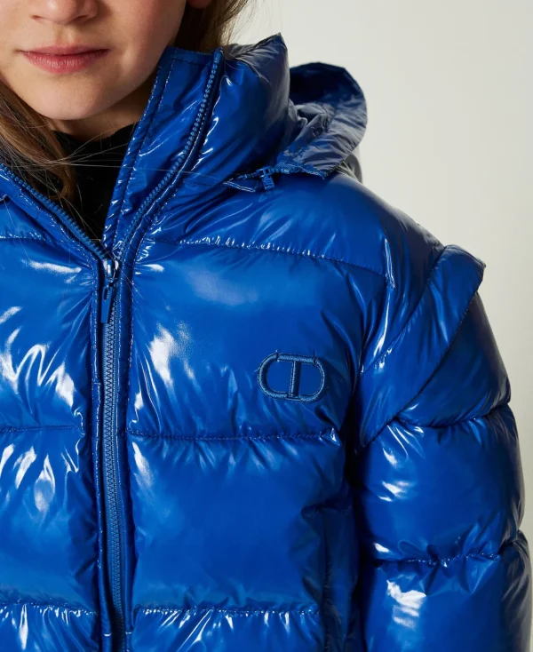 doudoune_brillante_avec_l_4.webp Blousons Et Manteaux*TWINSET Milano Doudoune Brillante Avec Logo Brodé Bleu « Surf »