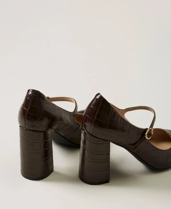 Chaussures À Talons | Escarpins Et Sandales*TWINSET Milano Escarpins Avec Imprimé Croco Coffee Chocolate
