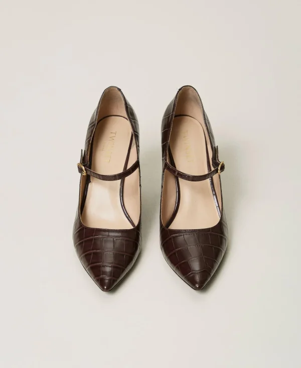 Chaussures À Talons | Escarpins Et Sandales*TWINSET Milano Escarpins Avec Imprimé Croco Coffee Chocolate