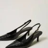 Chaussures À Talons | Escarpins Et Sandales*TWINSET Milano Escarpins Slingbacks Avec Imprimé Croco Noir