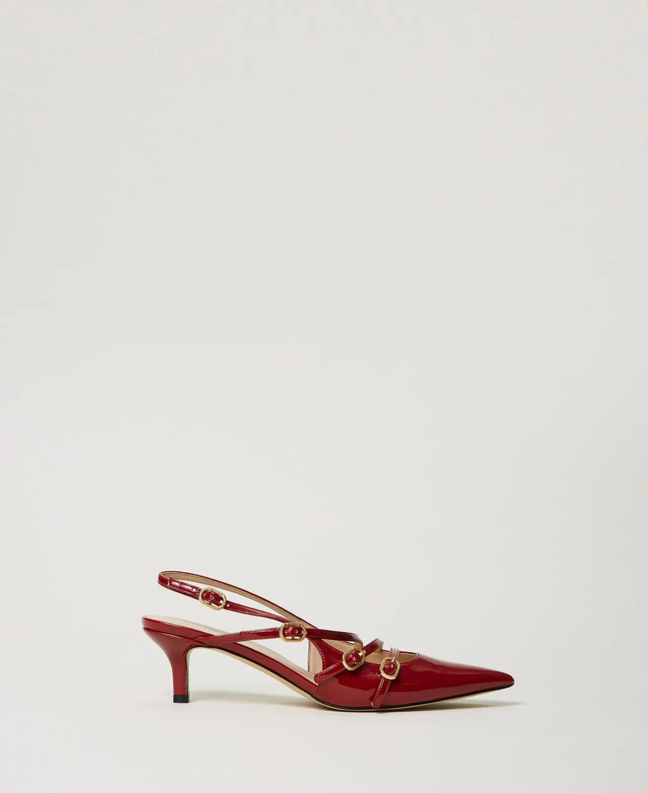 escarpins_slingbacks_vern_0.webp Chaussures À Talons | Escarpins Et Sandales*TWINSET Milano Escarpins Slingbacks Vernis Avec Brides Rouge Pompéien