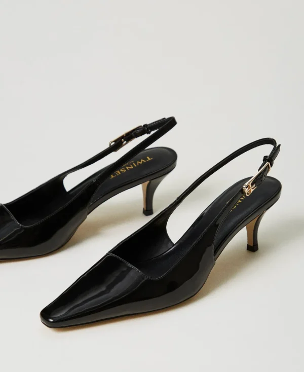 escarpins_slingbacks_vern_1-1.webp Chaussures À Talons | Escarpins Et Sandales*TWINSET Milano Escarpins Slingbacks Vernis Noir