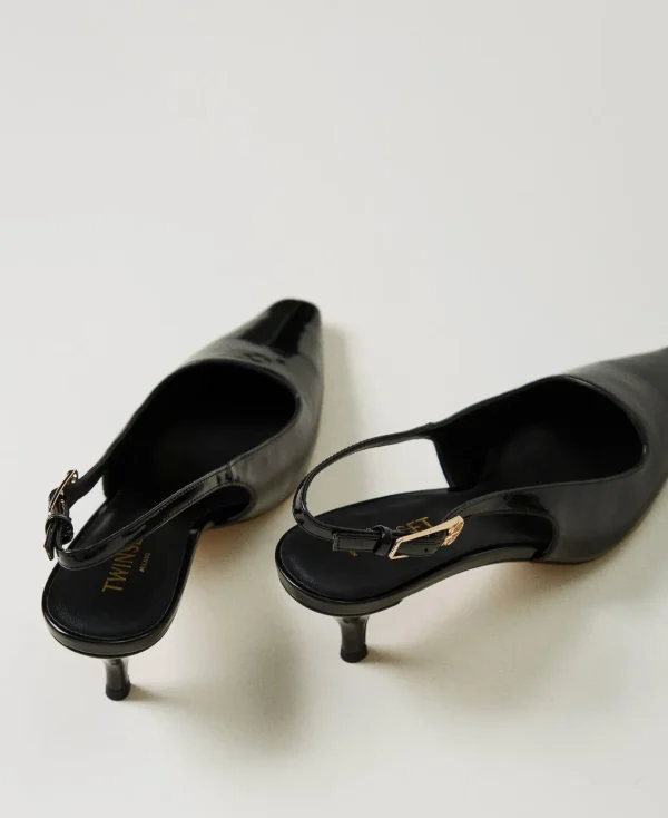 escarpins_slingbacks_vern_2-1.webp Chaussures À Talons | Escarpins Et Sandales*TWINSET Milano Escarpins Slingbacks Vernis Noir
