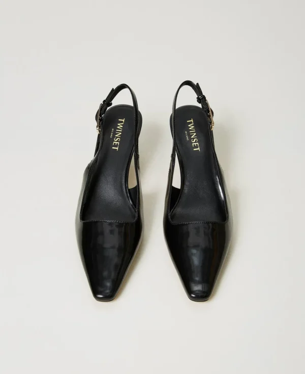 escarpins_slingbacks_vern_3-1.webp Chaussures À Talons | Escarpins Et Sandales*TWINSET Milano Escarpins Slingbacks Vernis Noir