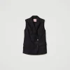 gilet_crois_en_dentelle_m_1.webp Blousons Et Doudounes | Blazers*TWINSET Milano Gilet Croisé En Dentelle Macramé Noir
