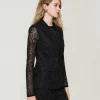 gilet_crois_en_dentelle_m_2.webp Blousons Et Doudounes | Blazers*TWINSET Milano Gilet Croisé En Dentelle Macramé Noir