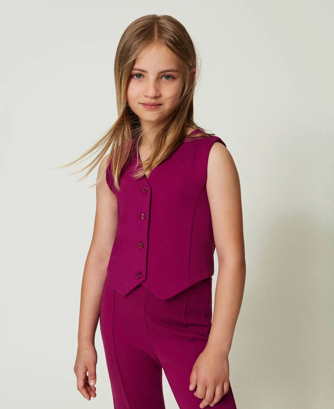 gilet_droit_avec_boutons__0.webp Blousons Et Manteaux*TWINSET Milano Gilet Droit Avec Boutons Assortis Magenta Purple