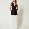 gilet_en_crpe_et_jupe_lon_0.webp Robes Longues*TWINSET Milano Gilet En Crêpe Et Jupe Longue Plissée Bicolore Noir / Blanc Neige