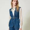 Blousons Et Doudounes | Blazers*TWINSET Milano Gilet En Jean Avec Ceinture Denim