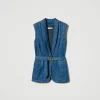 Blousons Et Doudounes | Blazers*TWINSET Milano Gilet En Jean Avec Ceinture Denim