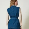 Blousons Et Doudounes | Blazers*TWINSET Milano Gilet En Jean Avec Ceinture Denim