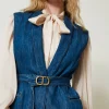 Blousons Et Doudounes | Blazers*TWINSET Milano Gilet En Jean Avec Ceinture Denim