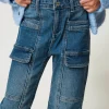 jean_cargo_avec_poches_4.webp Pantalons Et Jeans*TWINSET Milano Jean Cargo Avec Poches Denim Mid Blue