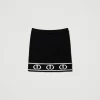 jupe_courte_en_maille_ave_1.webp Jupes*TWINSET Milano Jupe Courte En Maille Avec Oval T Jacquard Bicolore Noir / Blanc Cassé