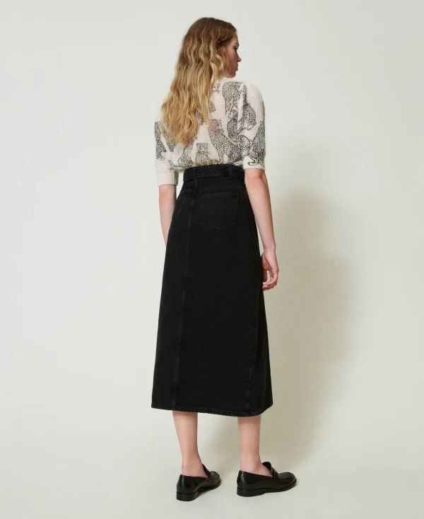 jupe_en_jean_avec_ceintur_3.webp Jupes*TWINSET Milano Jupe En Jean Avec Ceinture Denim Noir