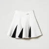 Jupes*TWINSET Milano Jupe En Scuba Bicolore Bicolore Blanc Cassé / Noir