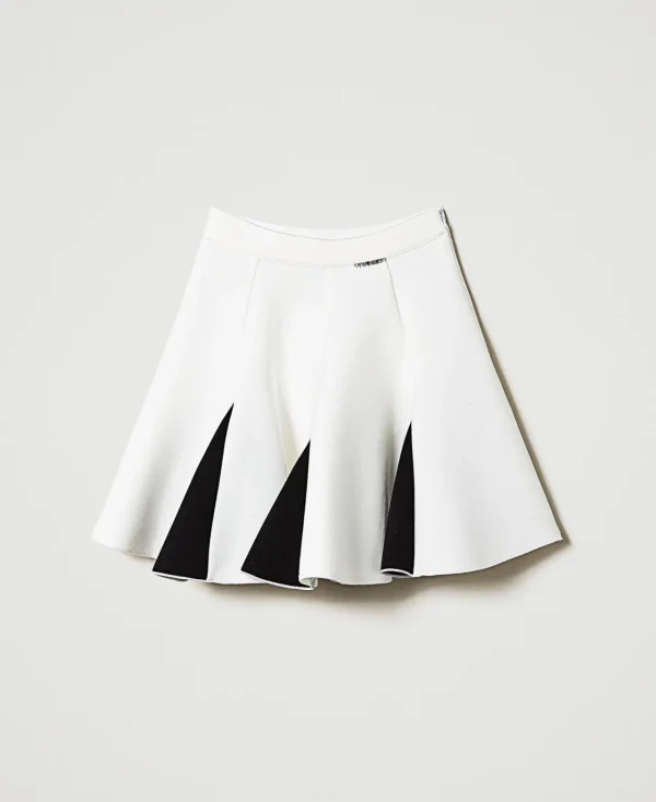 Jupes*TWINSET Milano Jupe En Scuba Bicolore Bicolore Blanc Cassé / Noir