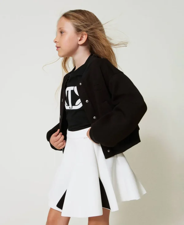 Jupes*TWINSET Milano Jupe En Scuba Bicolore Bicolore Blanc Cassé / Noir
