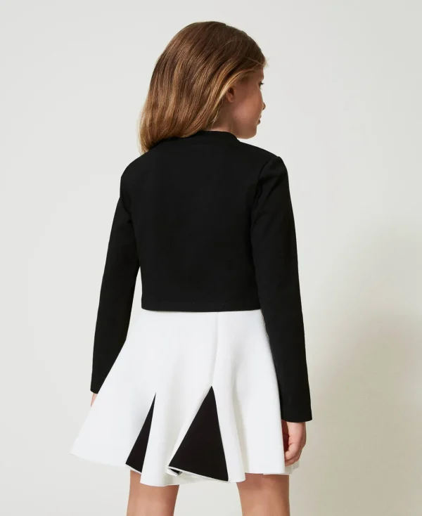 Jupes*TWINSET Milano Jupe En Scuba Bicolore Bicolore Blanc Cassé / Noir