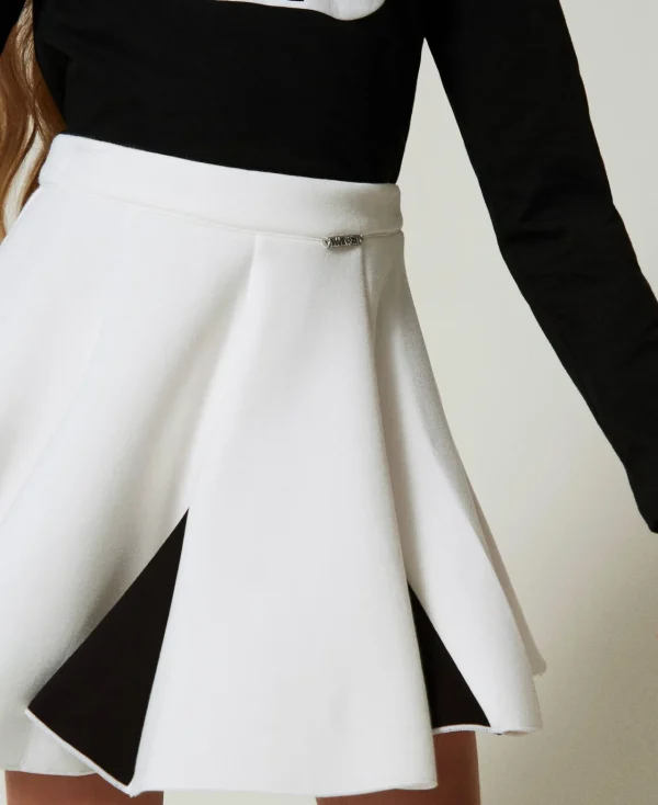 Jupes*TWINSET Milano Jupe En Scuba Bicolore Bicolore Blanc Cassé / Noir