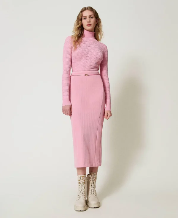jupe_en_scuba_jacquard_0.webp Jupes*TWINSET Milano Jupe En Scuba Jacquard Rose « Prism Pink »