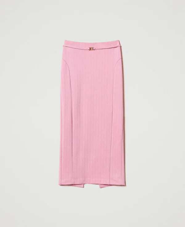 jupe_en_scuba_jacquard_1.webp Jupes*TWINSET Milano Jupe En Scuba Jacquard Rose « Prism Pink »