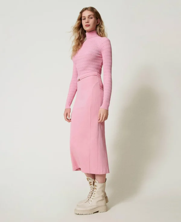 jupe_en_scuba_jacquard_2.webp Jupes*TWINSET Milano Jupe En Scuba Jacquard Rose « Prism Pink »