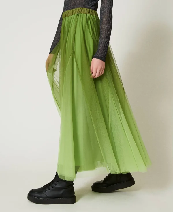 Jupes*TWINSET Milano Jupe En Tulle Avec Imprimé Dégradé Vert « Soft Lime »
