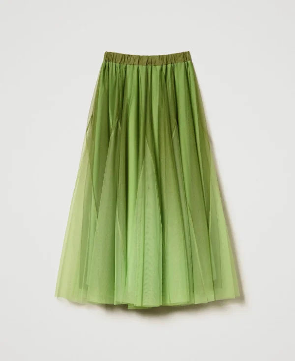 Jupes*TWINSET Milano Jupe En Tulle Avec Imprimé Dégradé Vert « Soft Lime »