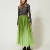 Jupes*TWINSET Milano Jupe En Tulle Avec Imprimé Dégradé Vert « Soft Lime »