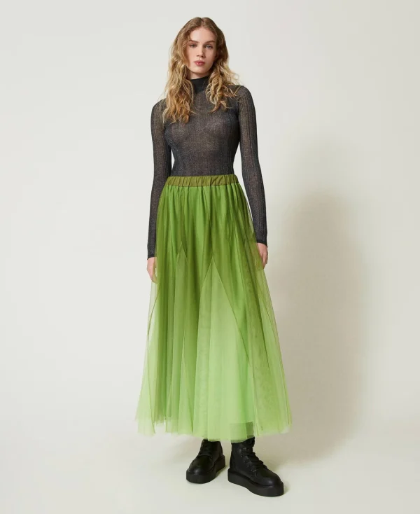 Jupes*TWINSET Milano Jupe En Tulle Avec Imprimé Dégradé Vert « Soft Lime »